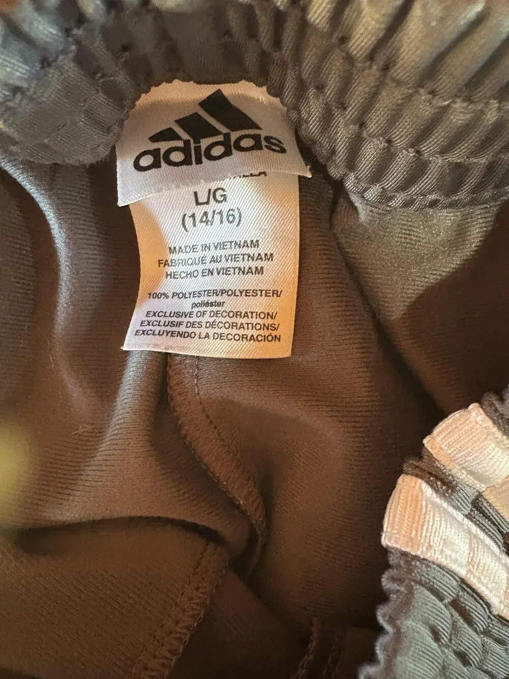 Adidas Pants Youth Large Grey 3-Stripes Track Athletic Elastic Waist Pockets